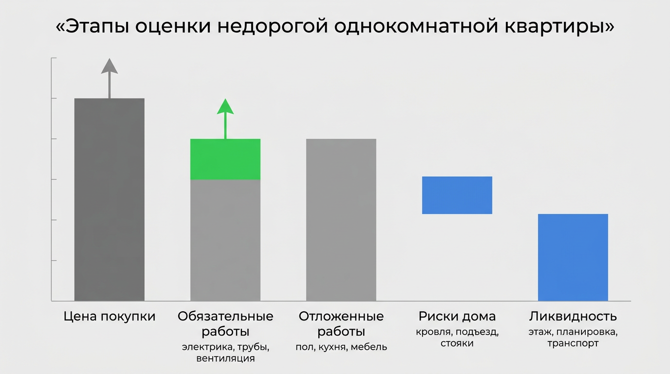 Этапы оценки недорогой однокомнатной квартриры